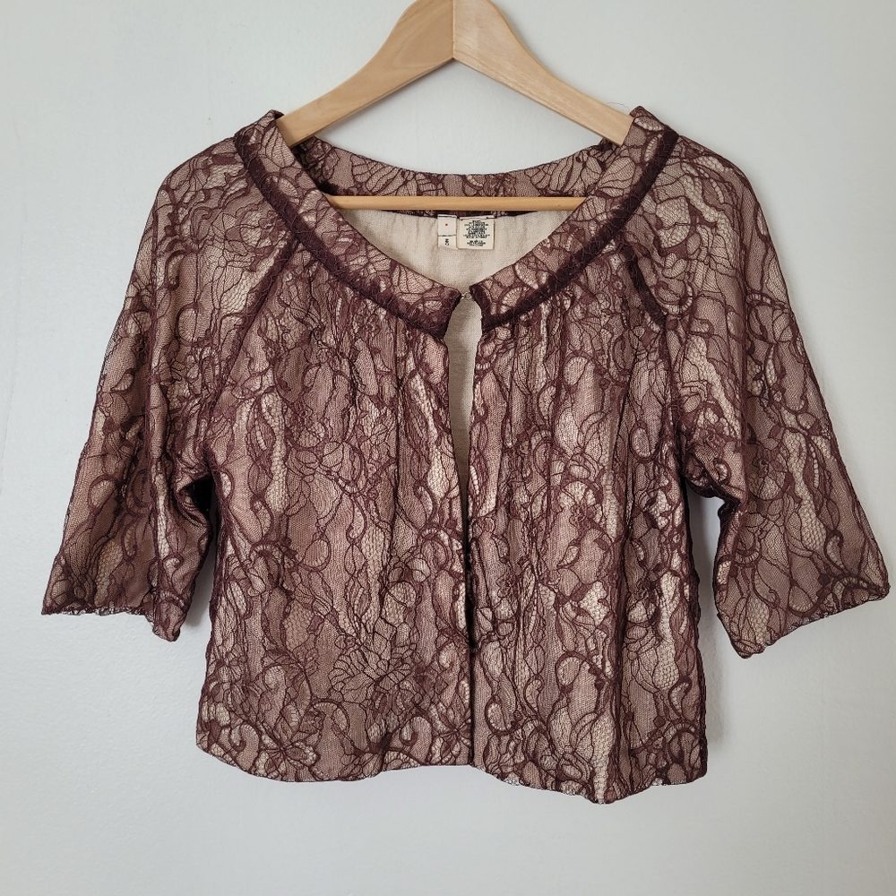 Anthropology Moth Floral Lace & Wool Cardigan Size Large